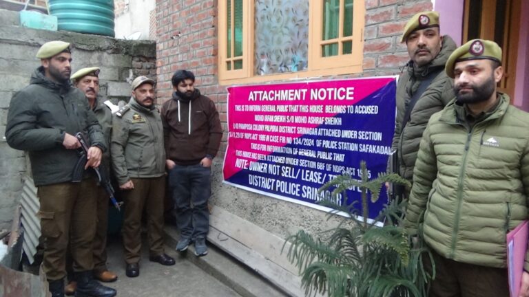 Police Attaches Property of Drug Peddler Worth Lakhs Under NDPS Act In Srinagar