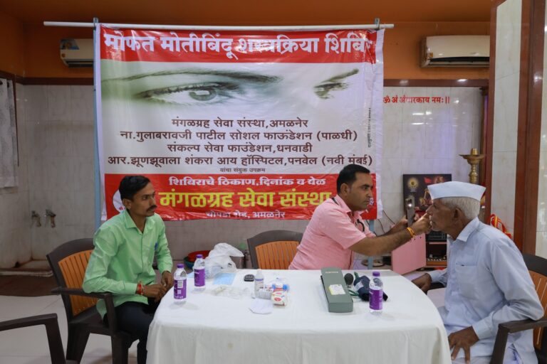मंगळग्रह सेवा संस्थेतील मोफत मोतीबिंदू शिबिर.