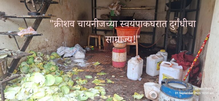 “क्रीशव चायनीजच्या स्वयंपाकघरात दुर्गंधीचा साम्राज्य!”